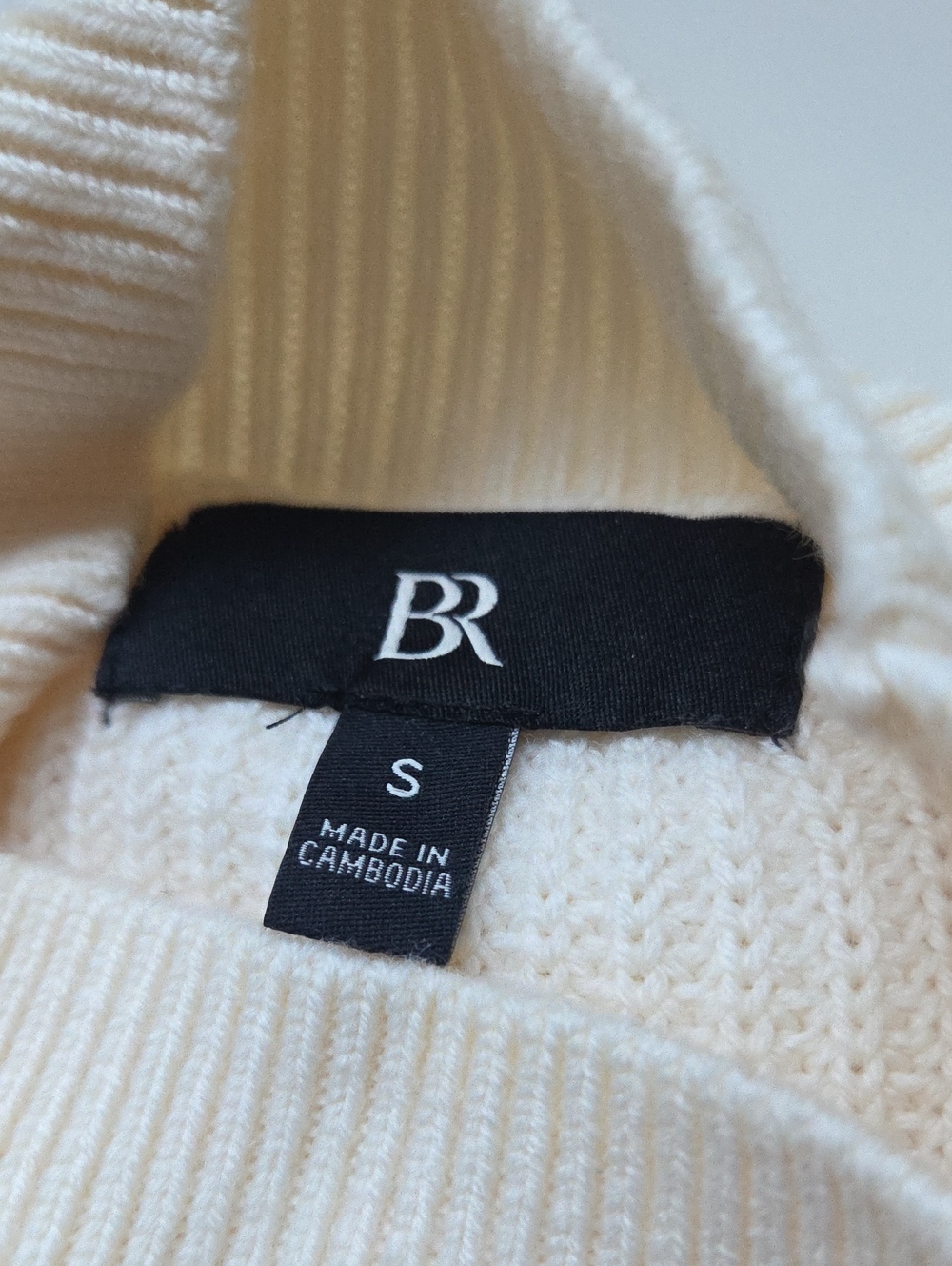 Banana Republic Cream Ribbed Crewneck Sweater Size S - Picture 4 of 6